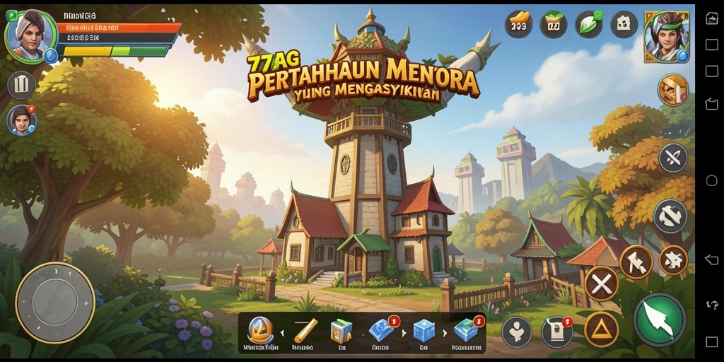 Tampilan gameplay seru dari 77AG dalam pertahanan menara.