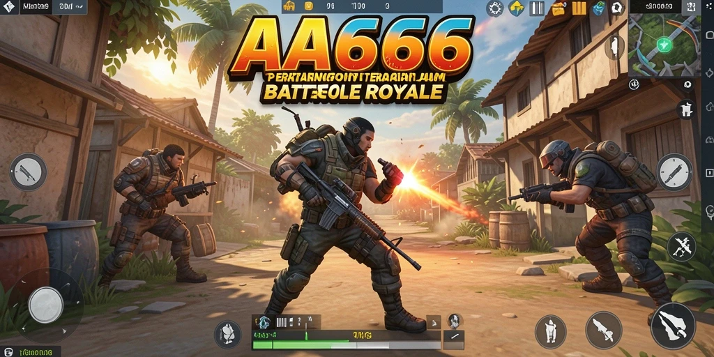 Gameplay intens pertarungan Battle Royale di AA666.