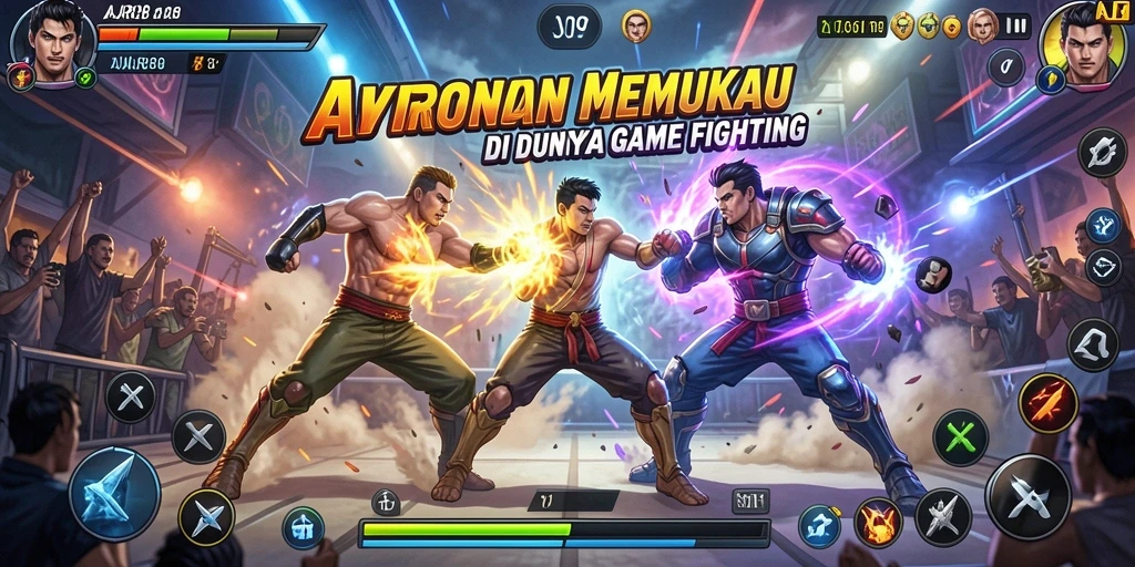 Screenshot gameplay AJR88 menampilkan karakter bertarung di arena yang dinamis.