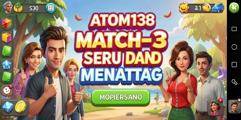 Tampilan gameplay seru dengan efek visual memukau di ATOM138.