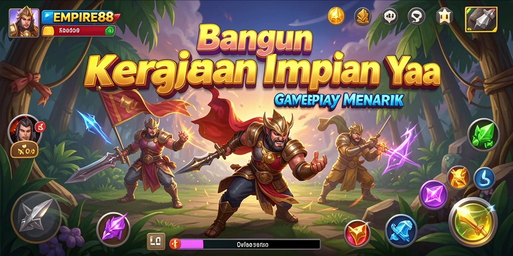 Tampilan permainan EMPIRE88 menampilkan pertempuran dan pengelolaan sumber daya yang menarik.