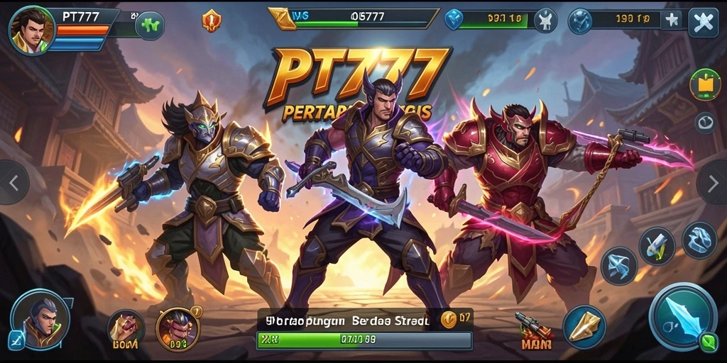Tampilan gameplay seru PT777 dengan pertarungan yang intens.