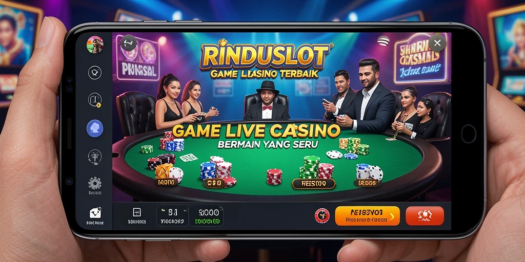 Tampilan gameplay RINDUSLOT yang mendebarkan dalam suasana Live Casino.